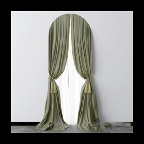 浅绿色窗帘3D模型